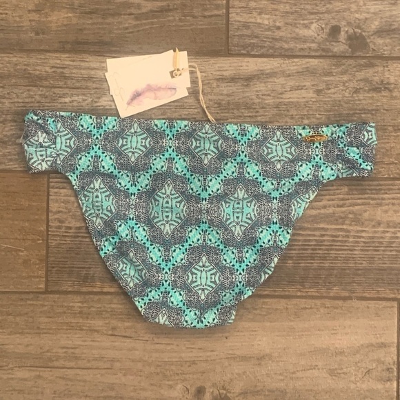 NWT Jessica Simpson Small Shirred Hipster Bikini Bottoms S Marine Blue Green - Picture 6 of 8